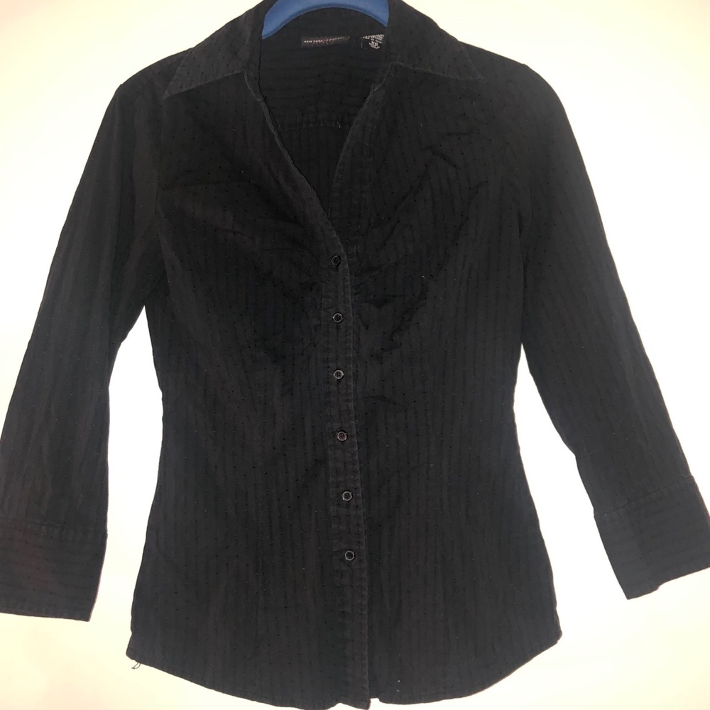 NY&Co Black Button Business Casual Top, Size XS